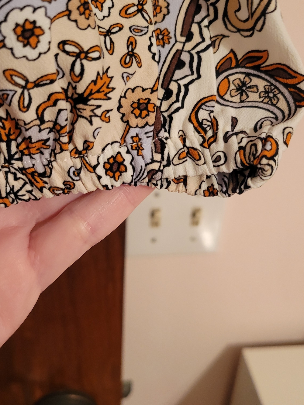 LOFT White Paisley Print Long Sleeve Blouse - Picture 4 of 6